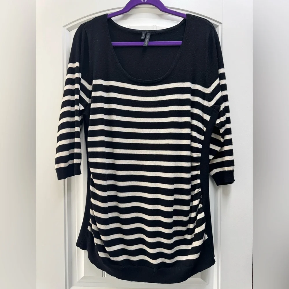 Maurices Black and White Cuffed 3/4 Sleeve Sweater - Picture 1 of 7